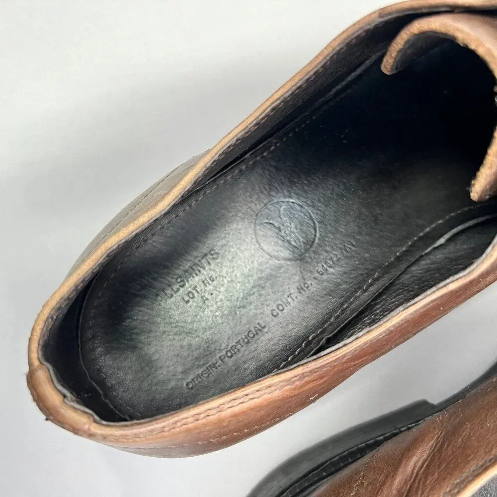 All Saints Men's Size 8 Brown‎ Leather Dress Shoes